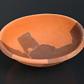Handmade Orange Ceramic Bowl Sculpture With Brown Patch Artistic Details