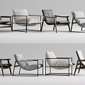 Modern Leisure Chairs In Various Neutral Tones With Wooden Frames And Fabric Seats