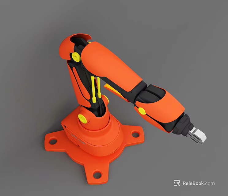 Smart Machine Orange Robotic Arm With Industrial End Effector Tool Base Mount 3d model 