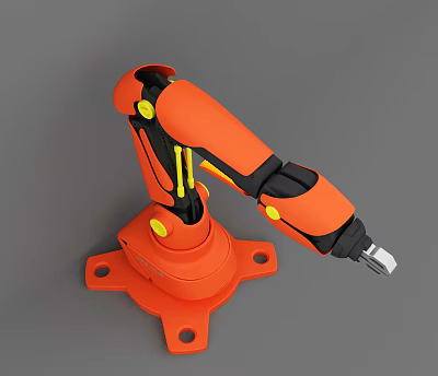 Smart Machine Orange Robotic Arm With Industrial End Effector Tool Base Mount 3d model