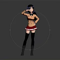 3D Anime Character Model Wearing Red Bow Brown Top Red Skirt And Black Thigh Highs