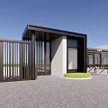 Modern Gate Design With Metal Fence White Building And Blue Sky Courtyard