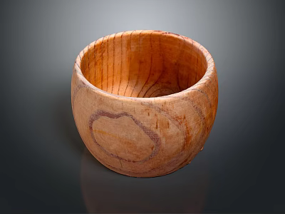 Handcrafted Wooden Tableware Set With Natural Grain For Home Dining Use 3d model