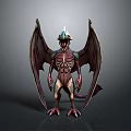 3D Rendered Mythical Creature With Large Wings Muscular Body And Green Head