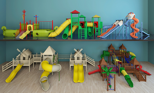 Modern slide children's equipment combination 3d model