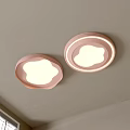 Two Modern Ceiling Lights With Pink Frame Warm White Glow In Room Corner 3d model