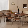 Minimalist Dining Room With Wooden Table And Modern Chairs Vase And Fresh Fruit