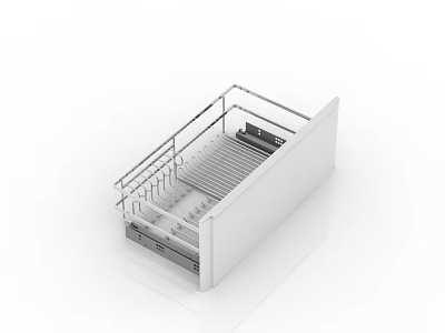 Kitchen Utensil Organizer Drawer Design With White Cabinet And Metal Cutlery Rack 3d model