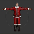 Man Dressed As Santa Claus With Arms Outstretched Standing Against Dark Background