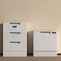 White Kitchen Appliances Featuring Multiple Drawers Cabinet Style Brand Logo And Control Panel 3d model
