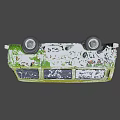 Vibrant Green Bus 3D Model Featuring Graffiti Art And Exterior Details