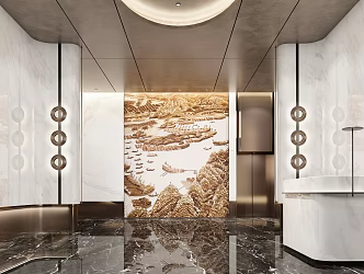 modern hotel lobby entrance lobby 3d model