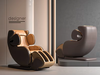 Elegant Modern Leather Massage Chair With Brown Beige Color And Ergonomic Seating 3d model