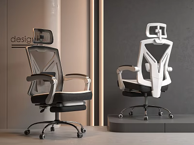 Modern Ergonomic Mesh Office Chair With Adjustable Headrest And Swivel Base 3d model