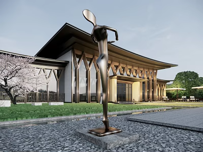 New Chinese-style Post Visitor Center Visitor Center Activity Center Homestay Inn Resort Tourist Post Park Post Reception Center Cafe 3d model