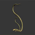 Three Golden Snakes With Curved Shiny Bodies On White Background
