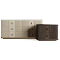 Modern Wooden Storage Cabinets With Light And Dark Wood Tones Drawers And Doors