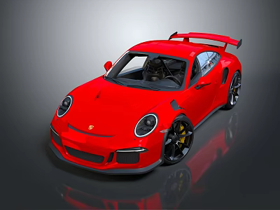 Red High Performance Sports Car With Large Rear Spoiler And Black Wheels 3d model