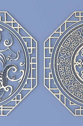 Chinese-style Metal Carved Flower Window Lattice Carved Patterns 3d model