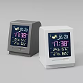 Gray and White Digital Clocks with Time Date Temperature Humidity and Weather Icon