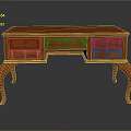 Elegant Wooden Dining Table With Carved Legs And Storage Drawers