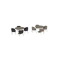 Modern Round Dining Table And Chairs Set With Upholstered Seats And Metal Legs