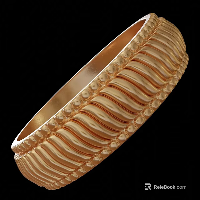 Golden Bracelet with Wavy Pattern and Dot Decorations for Elegant Jewelry Style 3d model 