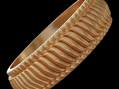 Golden Bracelet with Wavy Pattern and Dot Decorations for Elegant Jewelry Style 3d model