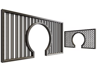Traditional Chinese Door Arch Design With Striped And Patterned Lattice Details 3d model