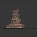 Ancient Brick Pagoda Layered Structure With Steps Base And Green Grass Platform 3d model