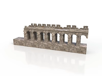 Ancient Stone Structure with Multiple Arches and Weathered Masonry Design 3d model