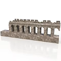 Ancient Stone Structure with Multiple Arches and Weathered Masonry Design 3d model