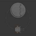 Industrial Equipment Components Featuring Circular Structure And Metal Framework With Orange Chair