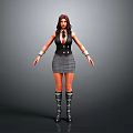 A Woman in Black Vest and Plaid Skirt with White Cuffs and Knee High Boots