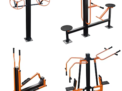 Sturdy Fitness Equipment With Steel Frames Adjustable Handles Seats And Orange Accents 3d model