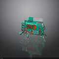 Turquoise Sci Fi Mechanical Robot With Hello World Graffiti And Legs