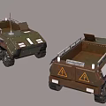 Military Transport Vehicles With Multi Wheels Green Brown Antennas And Warning Signs