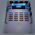 Bright Modern Conference Room Interior Featuring Large Screen Tables And Chairs