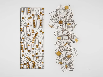 Modern Luxury Wall Decor With Abstract Line Patterns And Three Dimensional Cube Structures 3d model