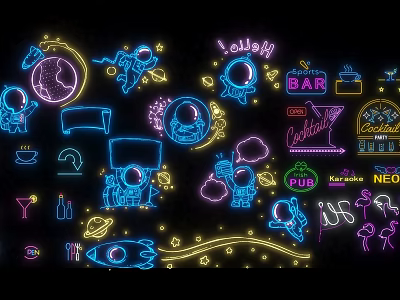 Neon decorative lights rainbow lights 3d model