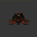 Futuristic Mechanical Spider Featuring Black Red Gold Color And Sharp Mechanical Legs