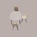 Children's Table with Animal Face Chairs and Light Wood Design for Kids Room