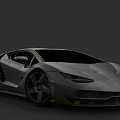 Sleek Gray Super Car With Yellow Accents Large Wheels And Sharp Front Design