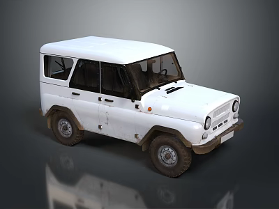 White Classic Off road Vehicle With Square Body And Black Windows Exterior Design 3d model