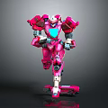 Pink Robot Model With Mechanical Structure In Standing Pose And Detailed Design 3d model