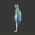 Kids Anime Character Doll With Blue Purple Hair And Flowy Costume For Playtime Fun