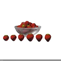 Fresh Red Strawberries Filled in Clear Glass Bowl with Several Arranged Beside