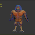 Muscular Anthropomorphic Rooster Creature With Vibrant Crest Colorful Feathers And Yellow Claws