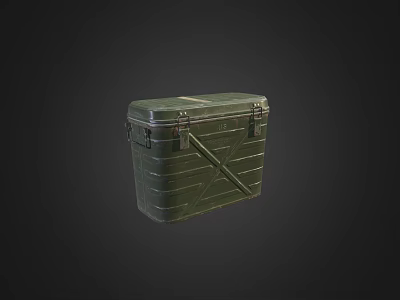 Durable Green Military Style Storage Box With Metal Buckles And Cross Straps 3d model
