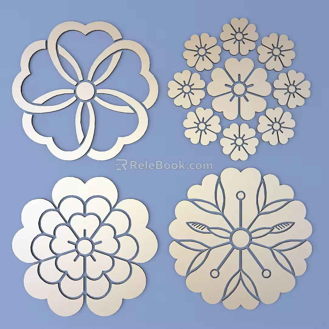 Japanese-style Metal Carved Japanese Traditional Pattern Carved Pattern 3d model